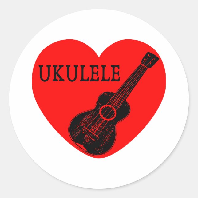 Ukulele Kärlek Runt Klistermärke (Framsida)