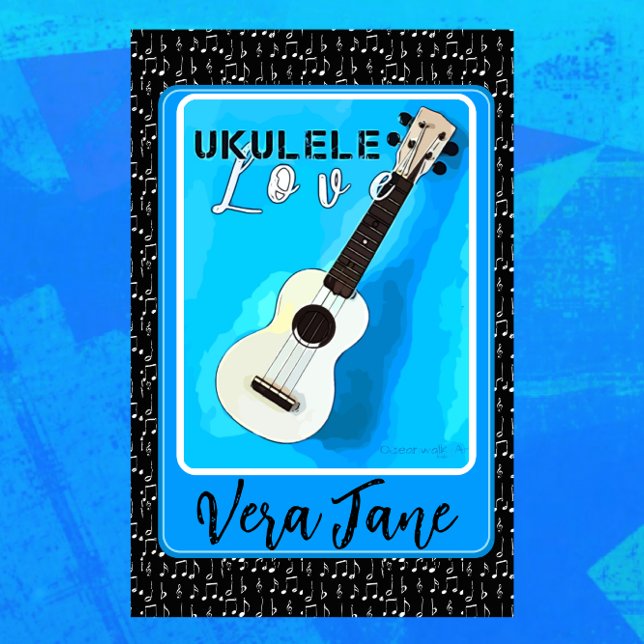 Ukulele Kärlek Shades of Blue med Namn Magnet (Skapare uppladdad)