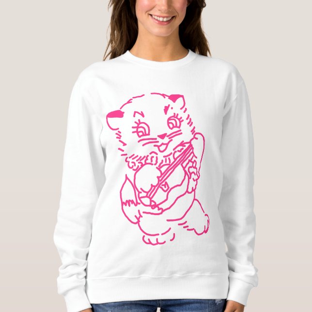 Ukulele Kitten Sweatshirt T Shirt (Framsida)
