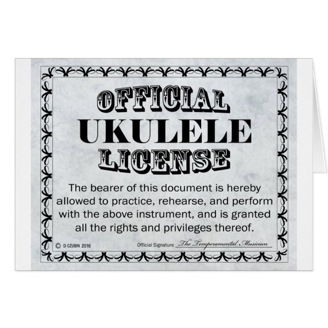 Ukulele License Hälsningskort (Framsidan Horizontal)
