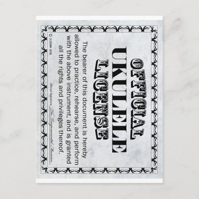 Ukulele License Vykort (Framsida)