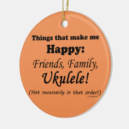 Ukulele Makes Me Lycklig Julgransprydnad Keramik