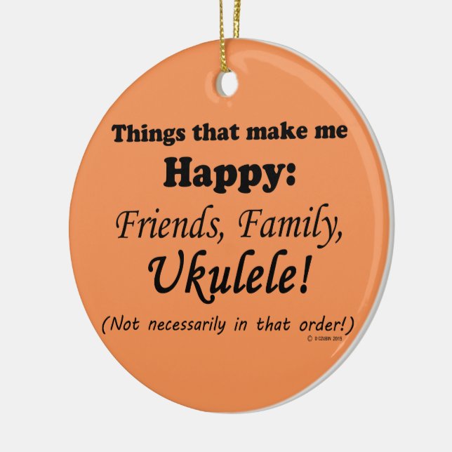Ukulele Makes Me Lycklig Julgransprydnad Keramik (Vänster)