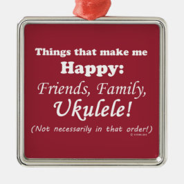 Ukulele Makes Me Lycklig Julgransprydnad Metall
