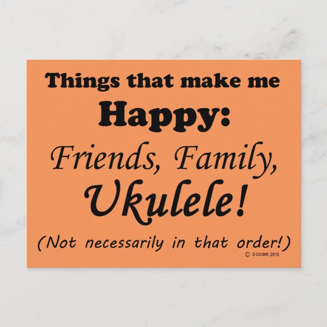 Ukulele Makes Me Lycklig Vykort (Framsida)