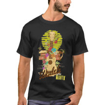 Ukulele med blommor och handflatan träd/redigerbar