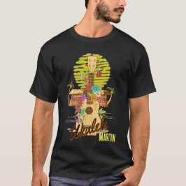Ukulele med blommor och handflatan träd/redigerbar t shirt