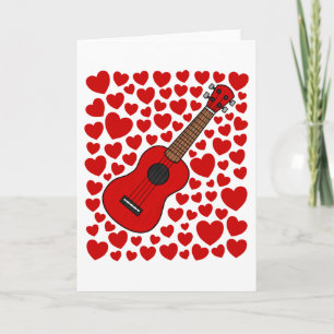 Ukulele med hjärtan Alla hjärtans dag årsdagskort Helgkort