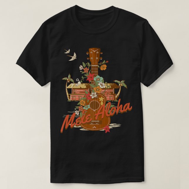 Ukulele Mele Aloha Hawaii for Island Music Älskare T Shirt (Design framsida)