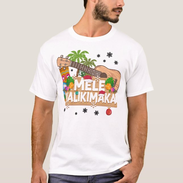 Ukulele Mele Kalikimaka jul T Shirt (Framsida)