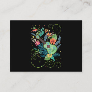 Ukulele Music Flowers Hawaii Visitkort