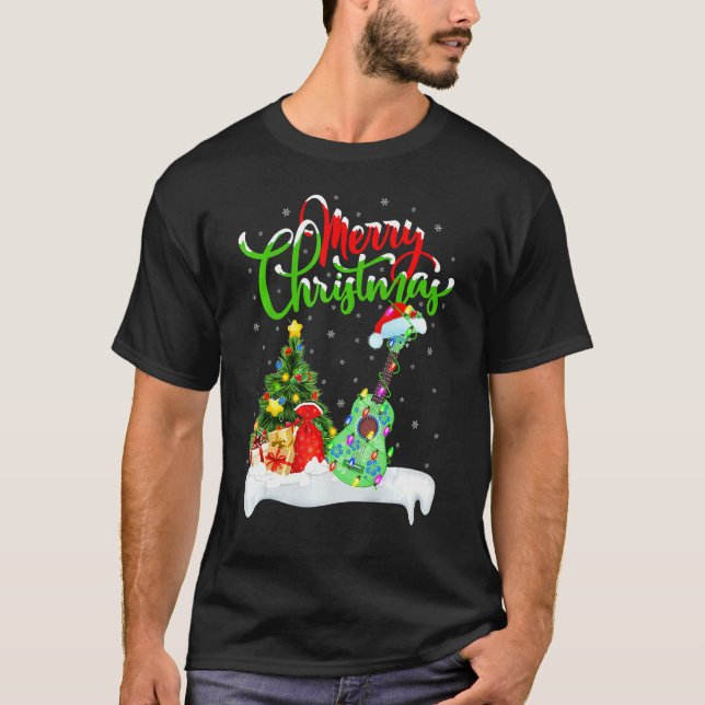 Ukulele Music Julafton Lighting Santa Ukulele Chri T Shirt (Framsida)