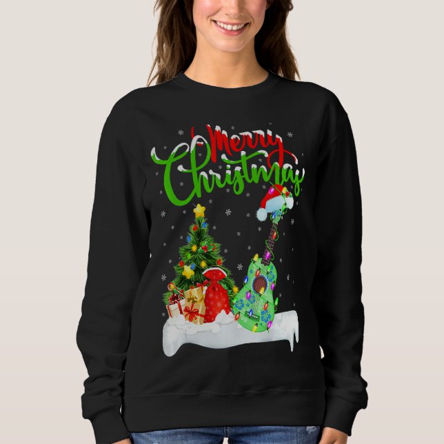 Ukulele Music Julafton Lighting Santa Ukulele Chri T Shirt (Framsida)