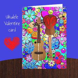 Ukulele Music Mod Blommor Glad Alla hjärtans dag Kort