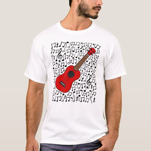 Ukulele Musik noter Uke Player Musician T Shirt (Framsida)