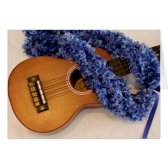 Ukulele- och blåttLei Hälsningskort (Framsidan Horizontal)