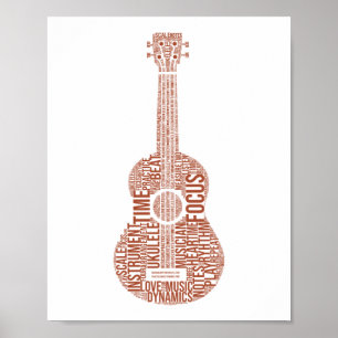 Ukulele Ord Cloud Ukulele Player Hawaiian Poster