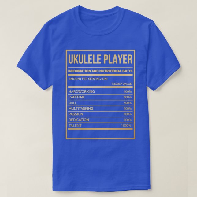 Ukulele Player Funny Ukulele Nutrition Label in Go T Shirt (Design framsida)