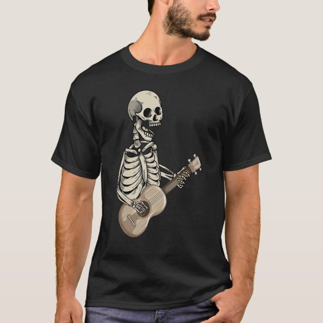 Ukulele Player Retro Skull Skeleton Ukulele Guitar T Shirt (Framsida)