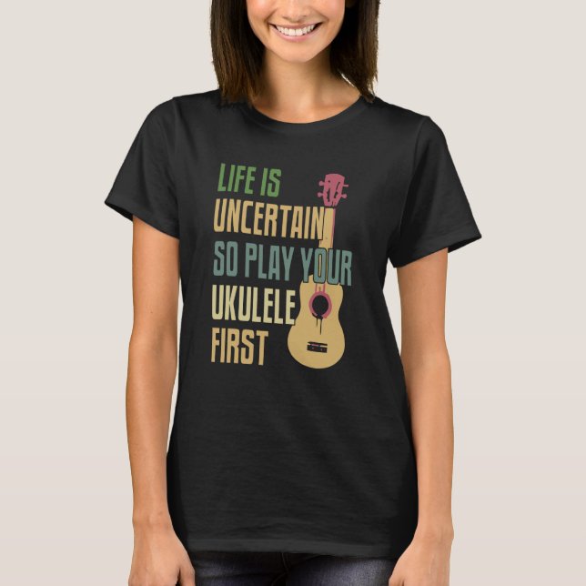 Ukulele Player Retro Style T Shirt (Framsida)