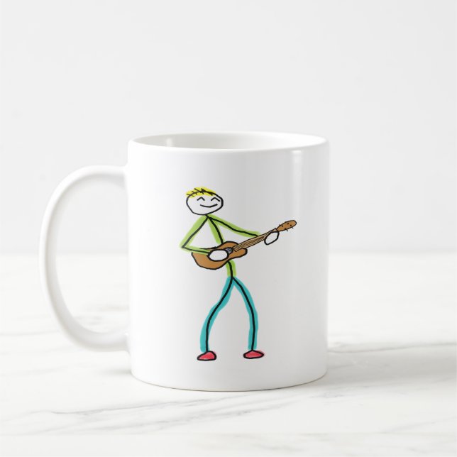 Ukulele Playing Stickman Kaffemugg (Vänster)