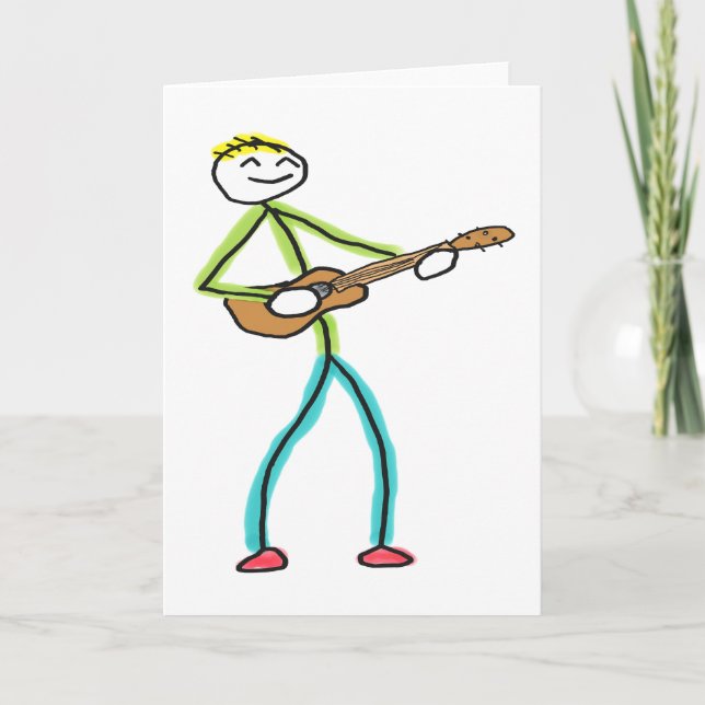 Ukulele Playing Stickman Kort (Framsida)
