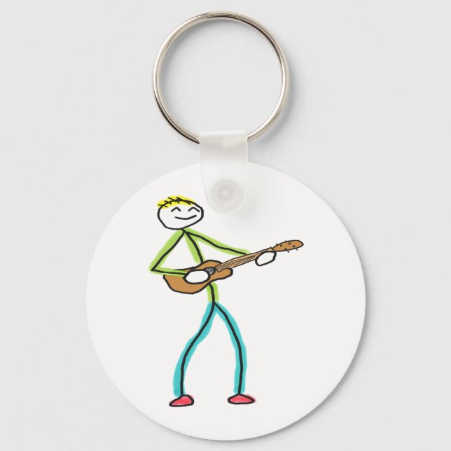 Ukulele Playing Stickman Nyckelring (Framsida)