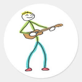 Ukulele Playing Stickman Runt Klistermärke