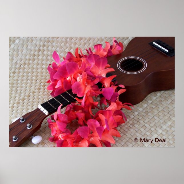 Ukulele & Red Flower Lei Poster (Framsidan)