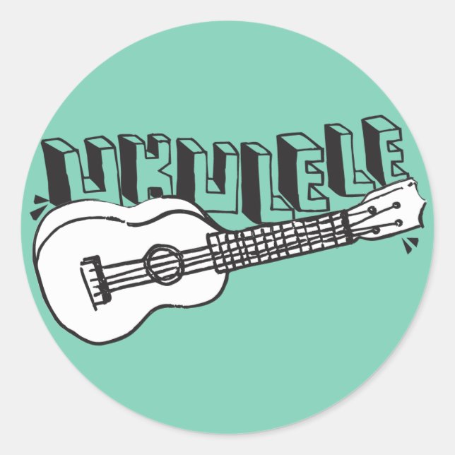 Ukulele Runt Klistermärke (Framsida)