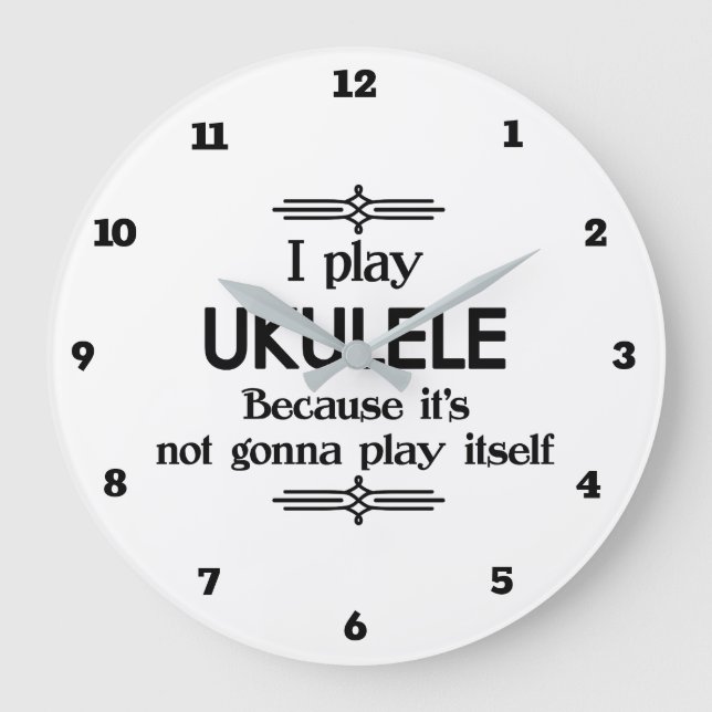 Ukulele - Spela själv Funny Deco Music Stor Klocka (Framsida)