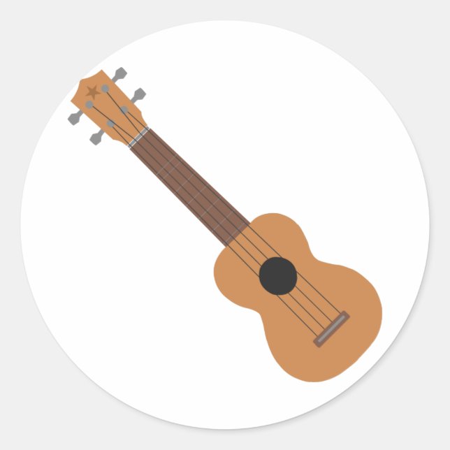 Ukulele Sticker Runt Klistermärke (Framsida)