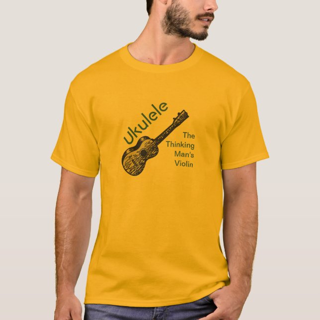 Ukulele - tänkande man fiol t-shirt (Framsida)
