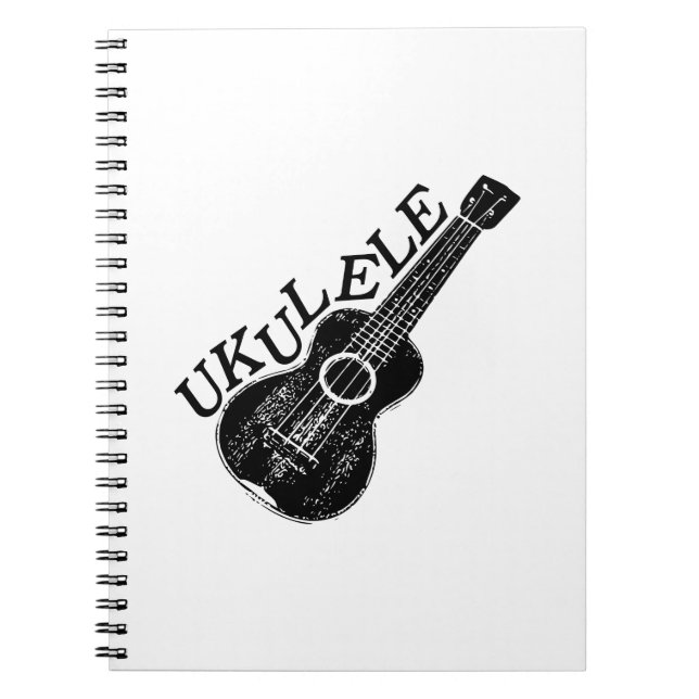 Ukulele-text och bild anteckningsbok med spiral (Framsidan)