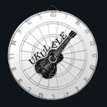 Ukulele-text och bild darttavla<br><div class="desc">Svart teckning med anpassad text. Ursprunglig design. Gift-idé för ukulele älskare.</div>
