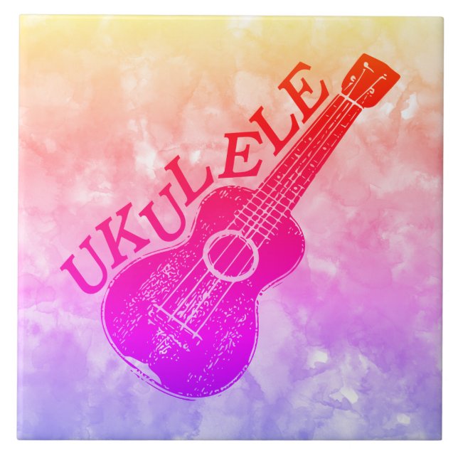 Ukulele-text och bild kakelplatta (Framsidan)