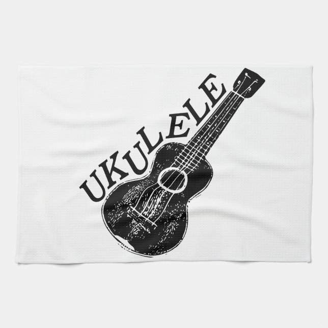Ukulele-text och bild kökshandduk (Horisontell)