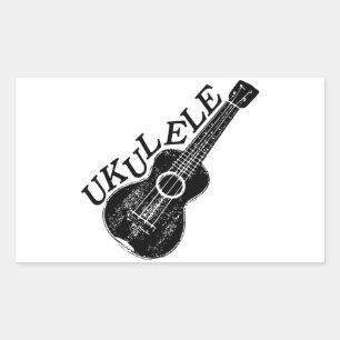 Ukulele-text och bild rektangulärt klistermärke