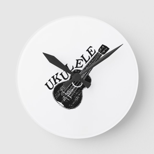 Ukulele Text och bild Rund Klocka (Framsida)