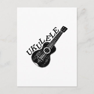 Ukulele-text och bild vykort