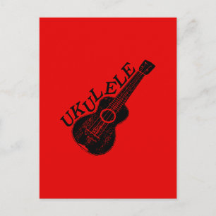 Ukulele-text och bild vykort