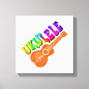 Ukulele Tie Dye Groovy Text Art Canvastryck