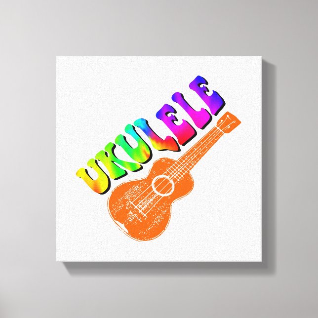 Ukulele Tie Dye Groovy Text Art Canvastryck (Framsida)