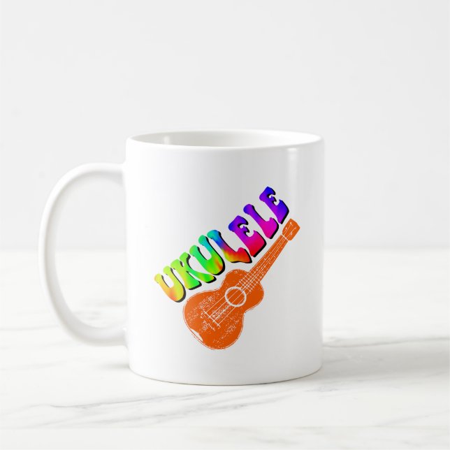 Ukulele Tie Dye Groovy Text Art Kaffemugg (Vänster)