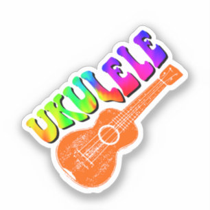 Ukulele Tie Dye Groovy Text Art Klistermärken
