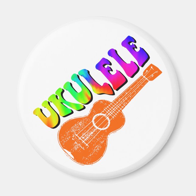 Ukulele Tie Dye Groovy Text Art Magnet (Framsidan)