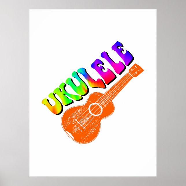 Ukulele Tie Dye Groovy Text Art Poster (Framsidan)