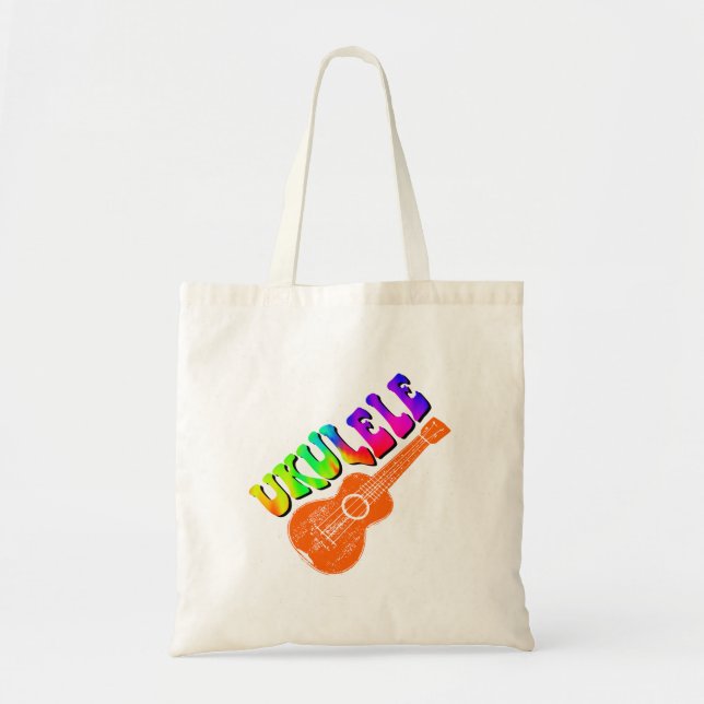 Ukulele Tie Dye Groovy Text Art Tygkasse (Framsidan)