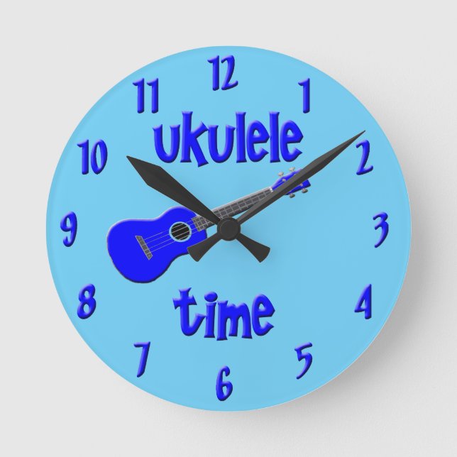 Ukulele Time Rund Klocka (Framsida)