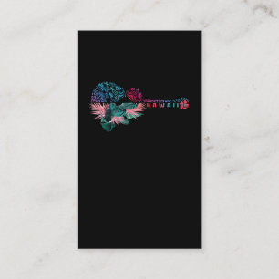 Ukulele Tribal Flower Aloha Guitar Hawaii Visitkort